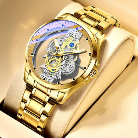 Skeleton Quartz Gold Vintage Watch Price in Bangladesh(golden)